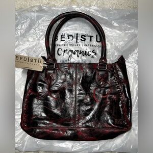 BED STU Rockababy Satchel Shoulder Crossbody Bag Purse Red Black Lux , EUC